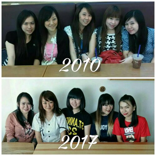 2010 VS 2017, only @wahyunihadi lost weight 😅😅😅. The old picture was taken 7 years ago, but our friendship began much MUCH longer than that. 
I started became friends with @chatykatzz83_grace when i was 12 😅, but became BFF with her and the rest of the girls since i was 14... Which is almost 20 years ago 😮. FYI, being my friend is not  easy. I am a human, i have many flaws. But one thing that i am not : i'm never, ever a bad friend. If you gain my love, my trust, my respect-believe me when i say i would pretty much do anything for you.

My friendships (the real ones) always stand the test of time. 
A lot of time people think that i am fake or being a hypocrite because i can hate a person one minute, but love them again in the next. And when i am angry, i explode. I rant, i say mean things. But hating someone's act is by no means hating them to the core, and that's what being real friends mean. 
I am the type of person who always forgive, and when i do, i try my best to be a good friend again.

So if you've ever been my friend, then you would know who i really am-for i have never worn a mask. If you believe in every single thing someone else says about me without clarifying it with me, that makes you a bad friend, and i am better off without you.

So here's for true friends, for the real ones will always stay.

PS : we took so many shots just to recreate this simple pose WTF. Better not try a harder pose next time 😓. #bff #bff👭 #bffgoals #squad #squadgoals #mybestfriendsarebetterthanyours #20yearsandcounting #girls #ladies #mybitches #bffarefamily #clozetteid #clozettedaily #lifestyle #hangout  #familythatichose  #ilovemybffs #surabayacafe #surabaya #influencer #friendship #realfriendship #throughthetestoftime #realfriends #realfriendsstay #fuckfakefriends #theycanburninhell #nottwofacedbitches #abitchisbetterthanfakes