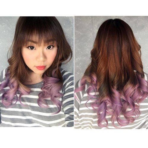 #crazyinlove with my #newhair 😍😍😍 , thank you so much @floshairbar !!! It has always been been my dream to have a pastel hair! #highlyrecommended 
#pastelhair #unicornhair #colorfulhair #lilachair #iloveit #unicorntribe #ombre #ombrehair #floshairbar #surabaya #surabayahairsalon #allabouthair #dreamhair #blogger #bblogger #indonesianblogger #beautyblogger #indonesianbeautyblogger #surabayablogger #surabayabeautyblogger #clozettedaily #clozetteid #sponsored #endorse
(Thank you @cynthiansunartio 😬 too)