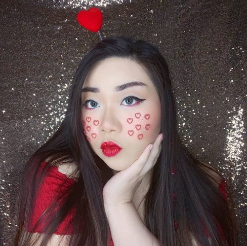 May your February is filled with love (and prosperity, since Chinese New Year's only 2 days apart from Valentine's day!) ♥️♥️♥️!#thematicmakeup #red #lovehearts #redhearts #valentinesmakeup#BeauteFemmeCommunity #SbyBeautyBlogger #clozetteid #startwithSBN #socobeautynetwork
