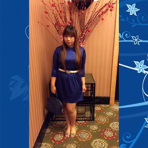 #ootd for #matthew #14thbday #dinner #blue i almost never wear my newly bought items right away (coz i have thousands new items stashed demanding to be used #ocd ) but i totally forgot that my #nephew 's bday is while we're in #jakarta so i "had to" buy new items, of course. Dress from #gaudi , belt from #uniqlo , bag from #lapalette and shoes borrowed from mum #onesizetoosmall #iminpain #outfit #fashion #bluedress #ootd #girl #clozetteid #clozetteidgirl