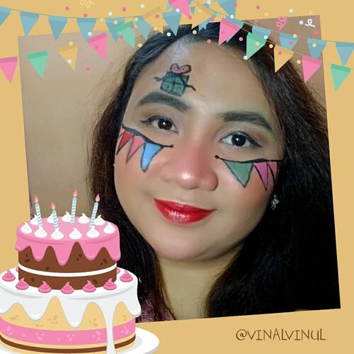 This is My Birthday Makeup Collaboration with @beautygoers 🎉Aku membuat look ini terinspirasi dari si cantik @ullaaula mohon maaf bila tidak terlalu mirip ya 🎉 Birthday biasanya identik dengan Kado & Perintilan warna-warni (w kagak tahu namanya apa 😂) yang biasanya digantung ditembok gitu. So decided to make this look 🎂🎈🎁🎋Yuk cus lihat next slide untuk melihat kreasi teman-teman aku lainnya.  #beautygoersID#beautygoersCollab#beautygoersCollabApril#BirthdayMakeupCollab #clozetteid #lavinamakeup