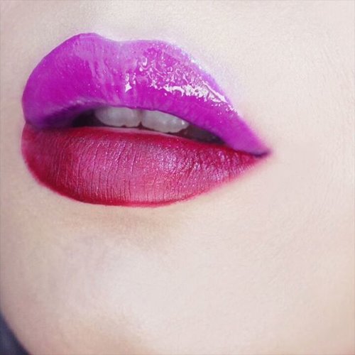 Gloss or matte? Lebih suka yg mana?Top @maybelline lip glossBottom @cathydollindonesia geisha lip matte💋💄😚#lotd #lipstick #lipgloss #instamakeup #hudabeauty #clozetteid #beautybloggerid