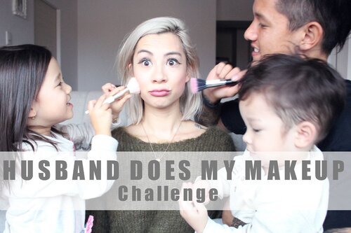 HUSBAND DOES MY MAKEUP + KIDS ARE HELPING #teamBachdim - YouTube