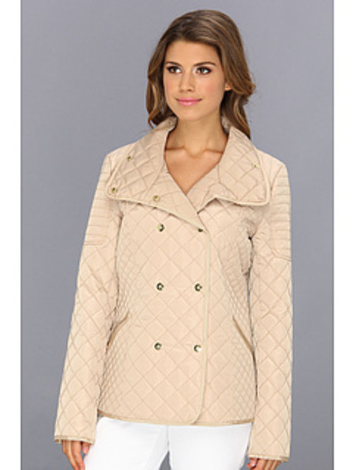 Jessica Simpson Lightweight Double Breasted Quilt Khaki - 6pm.com