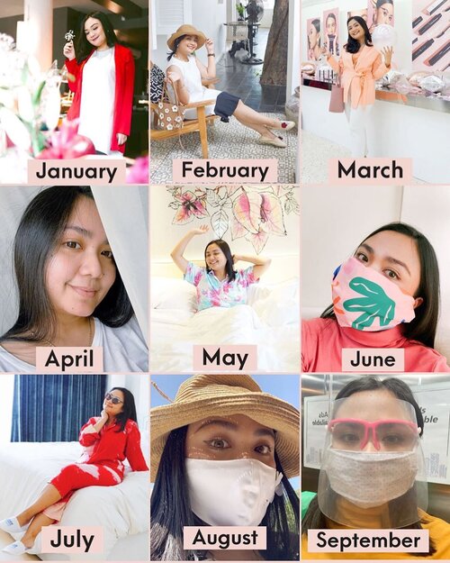 Month by month wrap up in 2020 💋and it’s 3 months left 🤔😘Yess there is significant differences from the first row to the third row 👻😁 I’m getting used to my face shield right now💋..How was your 2020 so far babes😘Dimanapun kalian saat ini aku yakin kita berjuang untuk suatu hal yang sama..dengan cara yang berbeda beda💋Jangan lelah buat percaya segala sesuatu hal yang terjadi pasti ada akhirnya. Termasuk Miss Rona ini babes💕Selamat hari minggu lets enjoy our Sunday...#ichamaucerita #ceritaperjalananicha #2020 #newnormallife #positiveenergy #positivemindset #weekendvibes #clozetteid #bestnine2020