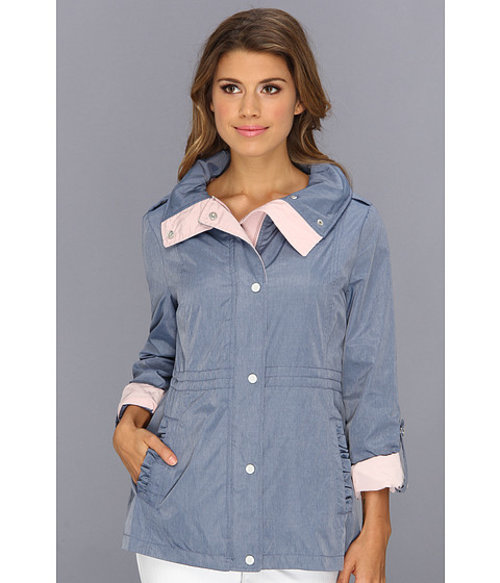 Jessica Simpson Anorak w/ Contrast Roll Up Sleeves Chambray/Rose - 6pm.com