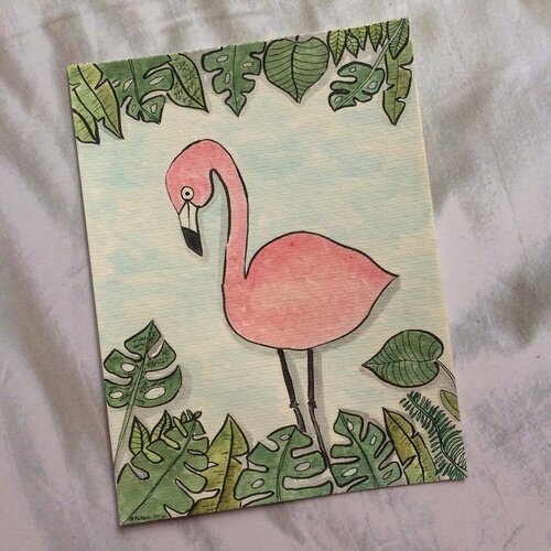 From my talented sibling @mrs.satryadanto, my very own hand painted flamingo. Can't wait to frame and hang it on my wall 🌵
.
.
.
#clozetteID #flamingo #handpainted #walldecor #homedecor #tropical #monstera