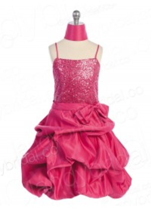 Pick Up Spaghetti Strap Ankle Length Taffeta Pink Girls Pageant Dress Bfgl0075 for $128