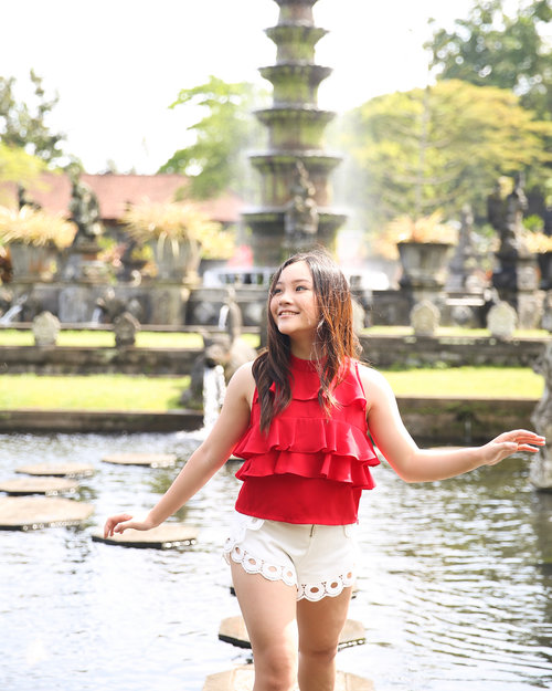 Exploring Bali’s ‘Water Palaces”🍃
Actually came across this place by accident after getting lost on a two-hour road-trip to Lempuyang... 🙈 Here wearing my red ruffle top by @domaniofficial_id ❤️ #aaendorse .
.
.
.
#bali #balinese #baliindonesia #balibabe #balibound #beach #beachdays #beachbabe #beachlife #beachwear #summer #summervacation #girl #ootdbali #travelbali #explorebali #ootdindo #ootdbali #lookbookindonesia #lookbook #ootdindonesia #balilookbook #balioutfit #baliphotography #sunset #sunsets #goldenhour #tirtagangga #tirtaganggawaterpalace #clozetteid