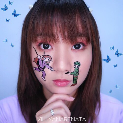 CRASH LANDING ON YOU MAKEUP.Saw a fan-art at Google then I decided to redraw it on my face 🙈💞Hayo siapa yang masih belom move on dari captain Ri ??Akusih udah jd bucin sejak dahulu kala sama kang Hyun Bin 😂#beautybyvilly.#crashlandingonyou #crashlandingonyouedit #사랑의불시착 #amazingmakeupart #sfxmakeup #sfxmuaindonesia #sfxindonesia #sfxmakeupindo #facepaintingindonesia #artmakeup #crazymakeups #undiscovered_muas #indobeautysquad #beautybloggerindonesia #indobeautygram #jakartabeautyblogger #100daysofmakeupchallenge #clozetteid #cchannelbeautyid #tampilcantik #ragamkecantikan  #mehrongirl