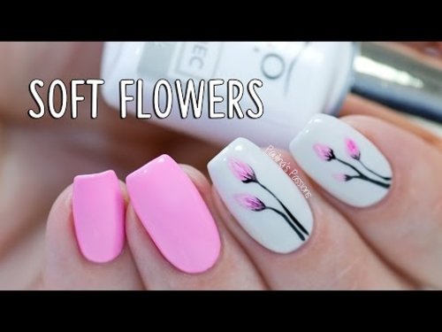 EASY GEL NAILS - Soft Flowers with Indigo Nails Arte Brillante - YouTube