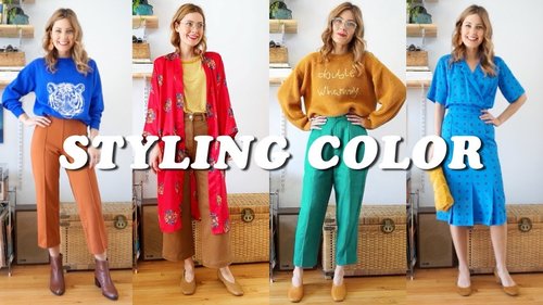 STYLING WITH COLOR | Outfit Lookbook VINTAGE & THRIFTED | Tiny Acorn - YouTube