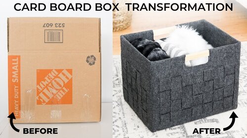 DIY Storage Box - from a Cardboard Box into a Pretty Felt Bin! - YouTube