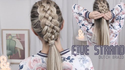 Beautiful Five (5) Strand Dutch Braid Tutorial - How to DIY - YouTube