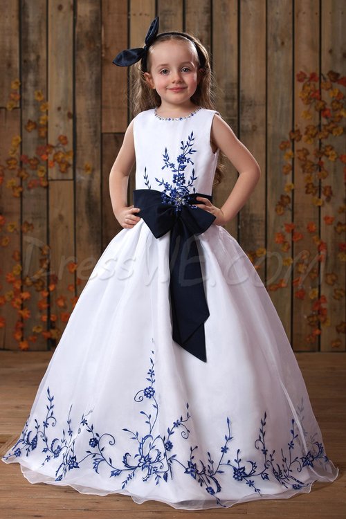 Floor-length A-line Embroidery Scoop Flower Girl Dress 10519882 - Flower Girl Dresses 2014 - Dresswe.Com