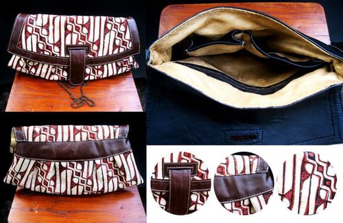 Code : Party Bags - Batik Fabric
Material : Batik Fabric, Cow Leather
Dimension : 32 x 17 x 2 (cm)
Finishing : Napa Italy