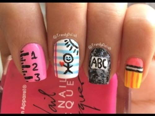 Back To School Nail Art | Four Different Designs! - YouTube