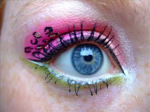 Leopard Print Eye Make-Up Tutorial In Pink,Gold & Green - YouTube