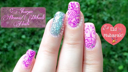 DIY: Sharpie Henna / Mehndi Nail Art | Eid Nail Art | - YouTube