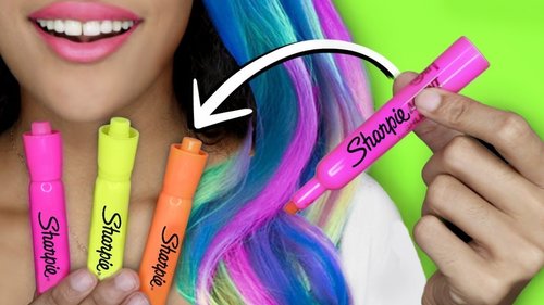 How To Make DIY HAIR DYE With SCHOOL SUPPLIES!! GLOW IN THE DARK HAIR! - YouTube