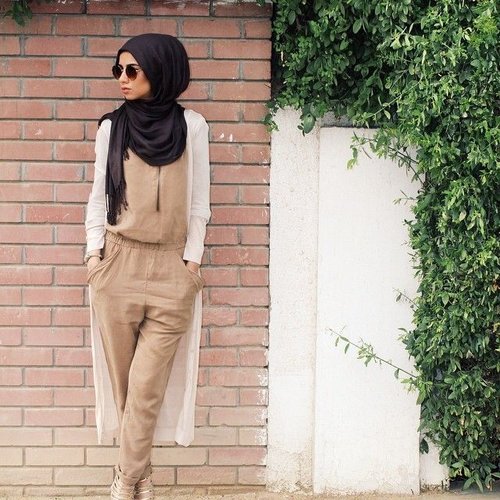 black hijab with brown jumpsuits