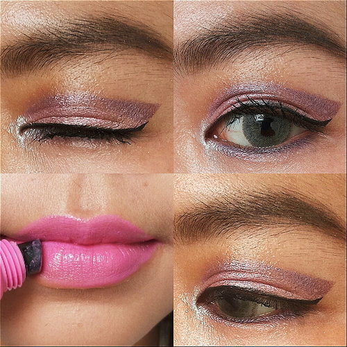 Pinky dan ungu ungu <3 , lipsnya using la girl lip glazed , eyeshadow pixy cosmetic 