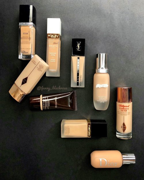 Bases on High Rotation 😊
.
#Dior #diorstar #diorstarfoundation I love how it look on the photoshoot 😊
.
#Sisley Le Teint, #antiaging #skincareinfused that I am enjoying so much. Pairing with Blackrose Oil when I feel my skin super dry/ windy weather / I want extra glow.
.
#YSL #allhoursfoundation combo so well with its primer. The longevity is for sure; but silky velvety finish is finishing to be expected .
#lamer I love to use their skincare range. I love how it enhance my skin but look better . The experience when I take it off, makes me keep come back using it. .
#Tomford traceless and waterproof , I like to use it together or alone. Both has its own beautiful finish. .
#CharlotteTilbury flawless filter will make my skin looks glowing beautifully and healthy. Wonderlight should be in the next category, sheer base that buildable into medium. Combo with CT powder and wonderglow, travel friendly and foolproof.
.
#Dior #Diorbackstage foundation become staple existence on my makeup pouch. .
#makeuptalk #makeuppost #bblog #wakeupandmakeup #luxurybeauty #clozette #clozetteid #makeupflatlay