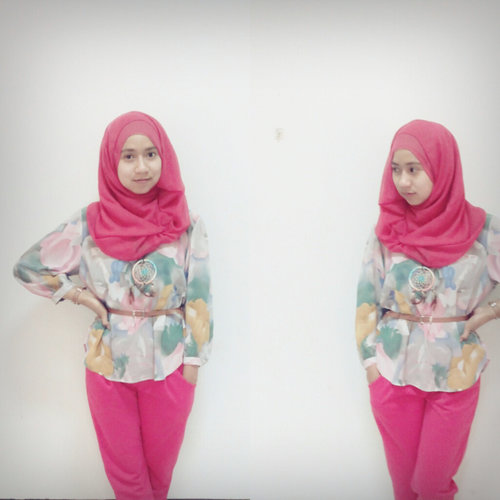 Hijab casual#fresh with pink♥