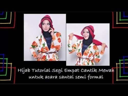 Hijab Tutorial Segi Empat Cantik Mewah untuk acara santai semi formal - YouTube.com/user/100caramemakaijilbab