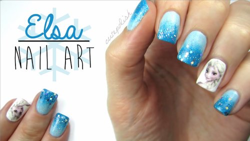 Elsa Frozen Nail Art! - YouTube