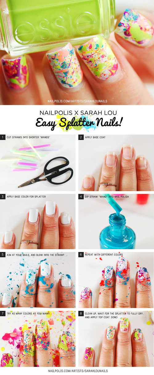 splatter nails art tutorial