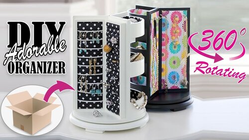 DIY ROTATING JEWELLERY ORGANIZER ADORABLE IDEA // Cute Organizer Tutorial - YouTube