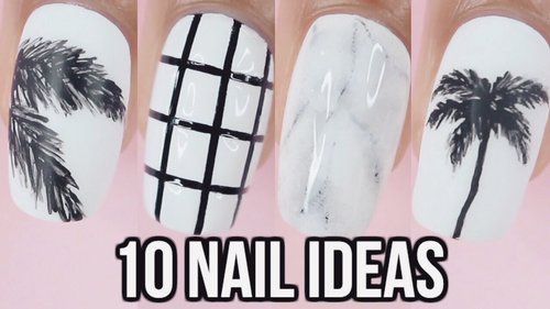 10 Black & White Nail Art Designs - YouTube
