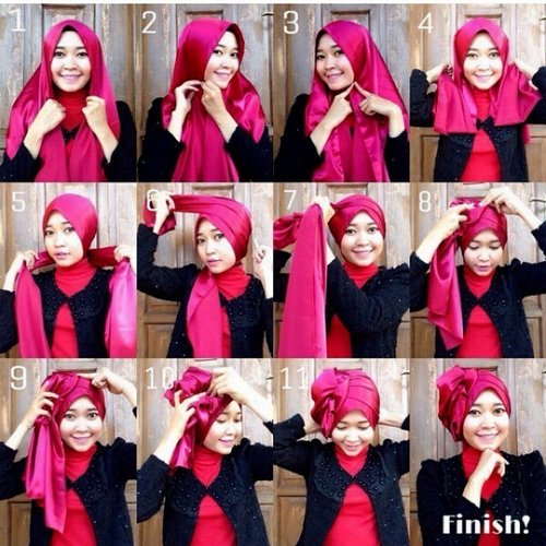 turban hijab tutorial pashmina satin