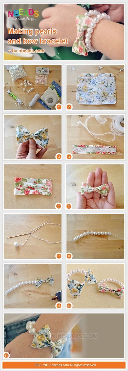 DIY PEARLS AND BOW BRACELET