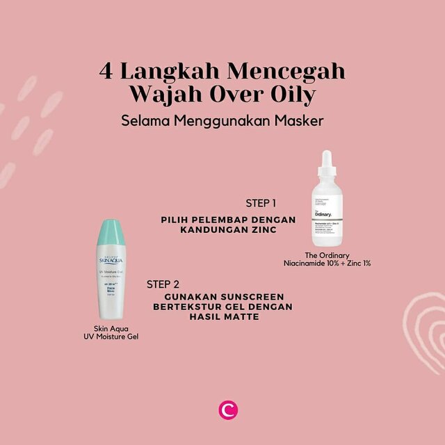 Bagi Clozetters yang nggak selalu berada di ruangan ber-AC, memakai masker di cuaca seperti sekarang kadang membuat wajah terutama area yang tertutup masker jadi semakin berminyak karena panas dan kurang mendapat sirkulasi udara..Untuk mencegah wajah memproduksi minyak berlebih, ada beberapa langkah yang bisa kita lakukan, nih. Diantaranya pastikan wajah terhidrasi dengan baik dan gunakan produk dengan hasil matte serta punya kandungan zinc. Menggunakan bedak tabur juga dapat membantu wajah lebih fresh seharian dan lepaskan masker secara berkala selama 1 menit agar kulit bisa bernapas dengan baik. Clozetters juga bisa menggunakan face oil blotting paper jika dirasa perlu, ya..Swipe untuk lihat rekomendasi produknya!.📷 @deciem @skinaquaid @innisfreeindonesia @acnesid.#ClozetteID #skincaretips #ClozetteIDCoolJapan #ClozetteXCoolJapan #beautytips #oilyface #theordinary #skinaqua #innisfree #acnes