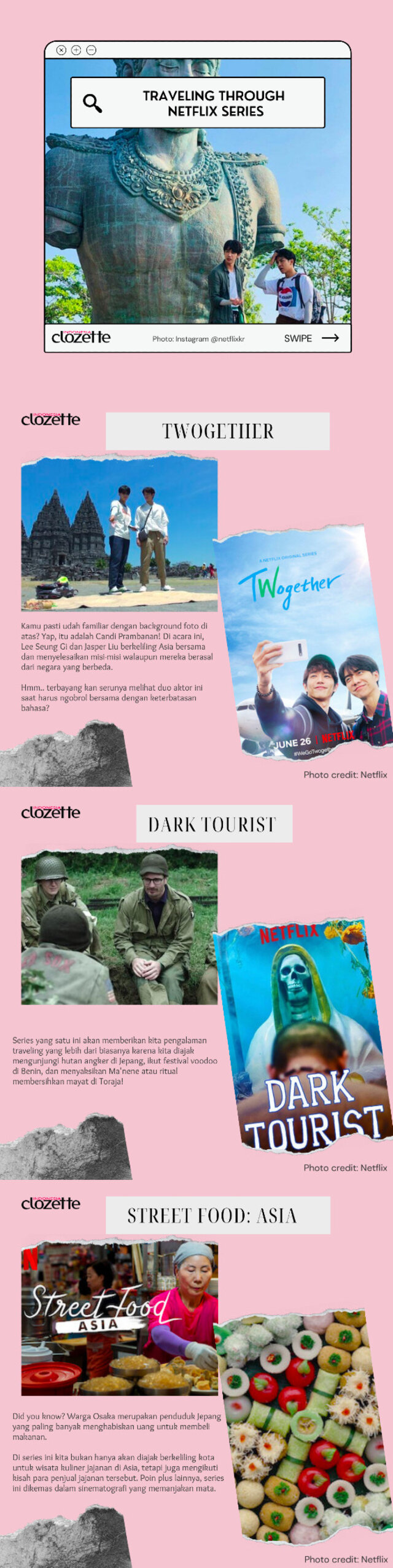 Feeling stuck at home? Traveling series come to rescue!
Kali ini Clozette punya rekomendasi traveling series di Netflix yang lucu, memicu adrenaline, sekaligus heartwarming untuk kamu tonton di weekend ini. Semua series ini juga punya kesamaan, yaitu sama-sama mengunjungi Indonesia! Swipe swipe.
.
#ClozetteID #ClozetteXCoolJapan #ClozetteIDCoolJapan #Netflix #Travel