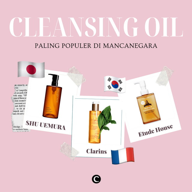 Semakin populernya metode double cleansing, semakin naik juga nih popularitas cleansing oil. Nggak cuma produk asal Jepang, produk Perancis dan Korea Selatan juga punya cleansing oil yang disukai oleh banyak beauty enthusiast di seluruh dunia, lho. Dari Jepang, Shu Uemura Cleansing oil masih menduduki peringkat atas. Walaupun pricey, tapi kualitasnya juara! Sedangkan dari Perancis ada Clarinsid Total Cleansing Oil. Dari Korea Selatan mungkin banyak pesaingnya, tetapi Etude Real Art cleansing oil ini banyak disukai karena efektif dan harganya ramah di kantong.
.
Kalau kamu paling suka cleansing oil dari negara mana, Clozetters?
.
#ClozetteID #ClozetteXCoolJapan #ClozetteIDCoolJapan