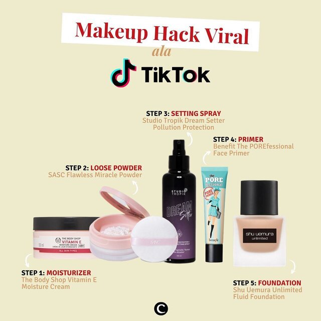 Tunjuk tangan yang hobi bereksperimen dengan makeup!๐๐ปโโ๏ธ kamu harus banget mencoba makeup hack ala TikTok yang sedang viral belakangan ini. Yuk, intip bagaimana caranya๐.Langkah pertama yang dilakukan tidak berbeda dengan step-by-step makeup pada umumnya, yaitu mengaplikasikan moisturizer. Perbedaan baru terlihat pada step kedua, bukannya mengaplikasikan primer atau base makeup, pada makeup hack ini kita langsung mengaplikasikan loose powder di seluruh wajah. Selanjutnya adalah menyemprotkan setting spray. Setelah cairan dari setting spray mengering dan menyerap sempurna, langkah selanjutnya adalah mengaplikasikan primer pada seluruh wajah atau hanya pada t-zone sesuai kebutuhanmu. Akhirnya, langkah terakhir adalah mengaplikasikan foundation..Banyak yang bilang, makeup hack ini membuat tampilan lebih flawless, makeup menempel sempurna pada kulit, dan lebih tahan lama, lho! Tertarik mencoba, Clozetters? Atau ada yang sudah pernah mencoba? Bagaimana hasilnya pada kulitmu? Ceritakan di kolom komentar, ya!โจ.#ClozetteID #ClozetteIDCoolJapan #ClozetteXCoolJapan
