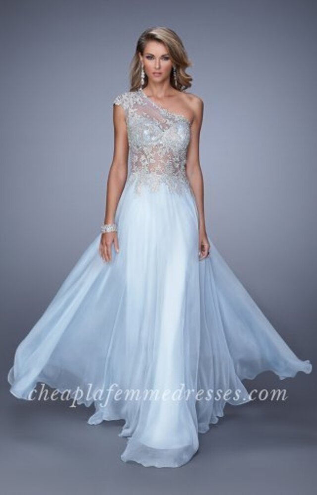 Sheer Overlay Prom Dress
